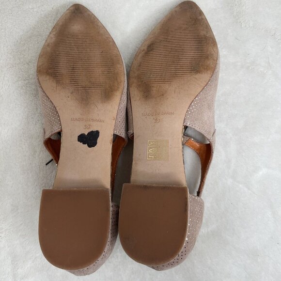 Belle By Sigerson Morrison Tan Suede Pointed Toe Flats With Black Laces size 8.5 - Picture 7 of 7